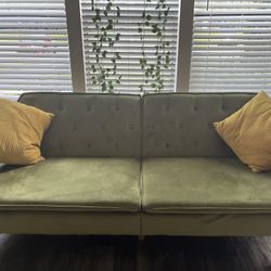 Futon Sofa Bed, Green Velvet