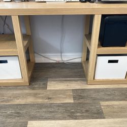 West Elm Desk With Storage Bins 