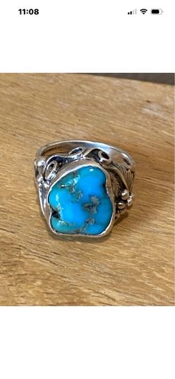 VTG Native Navajo Turquoise Ring Sz 6 Sterling Silver 925 OLD