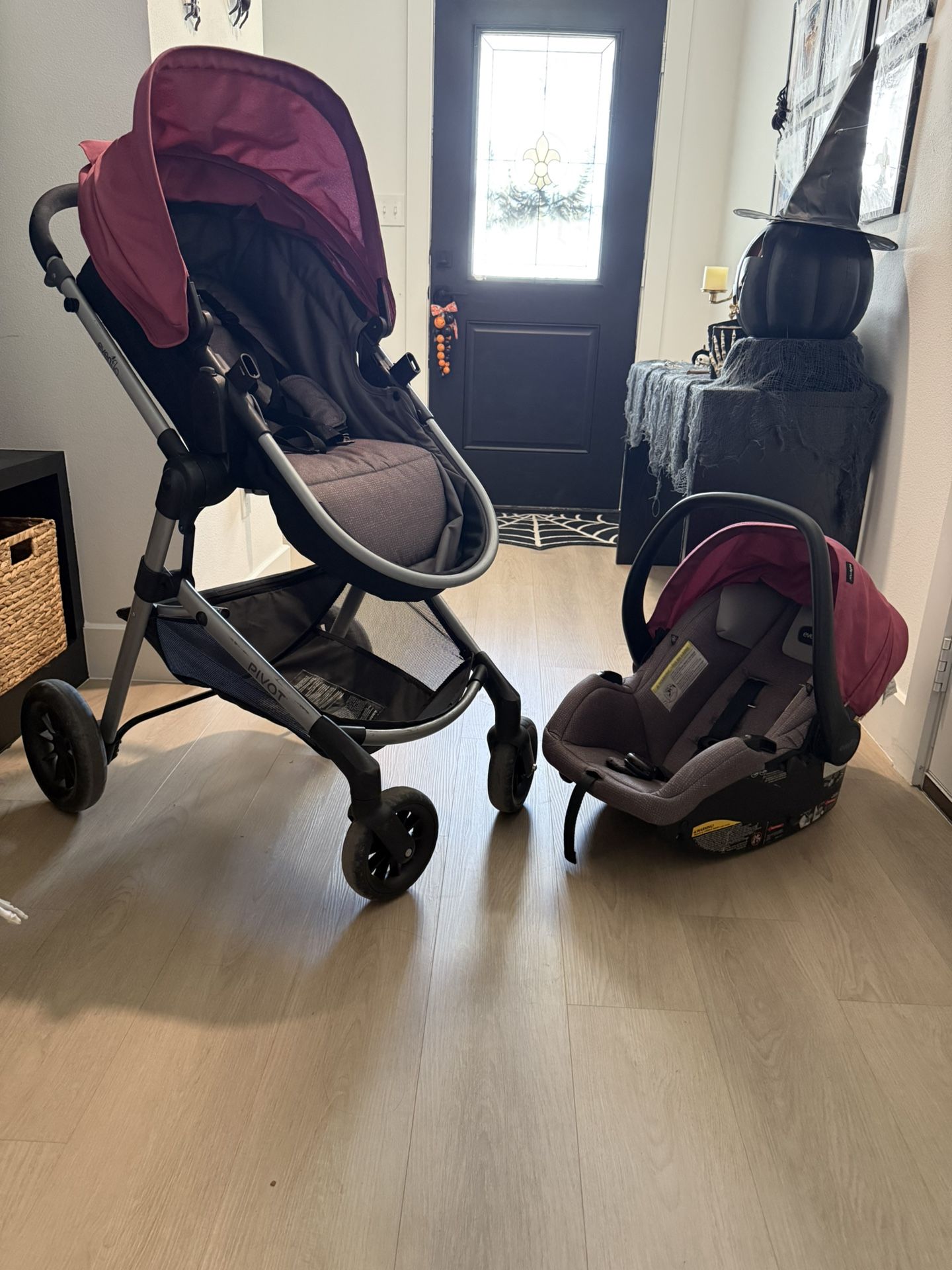 Evenflo Pivot Modular Travel System with LiteMax Infant Car Seat (Dusty Rose Pink)