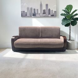Convertible Sofa Bed – Modern Wood Accent Design