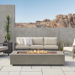 Real Flame Aegean 70" Rectangle Propane Fire Pit Table – Mist Gray, 65,000 BTU, C9814LP-MGRY – Open Box