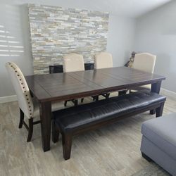 Table, Chairs, and Bench Seat For Sale