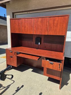 Cherry Office Desk with Hutch
