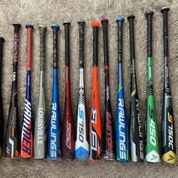 USA Baseball Bats Of Various Sizes