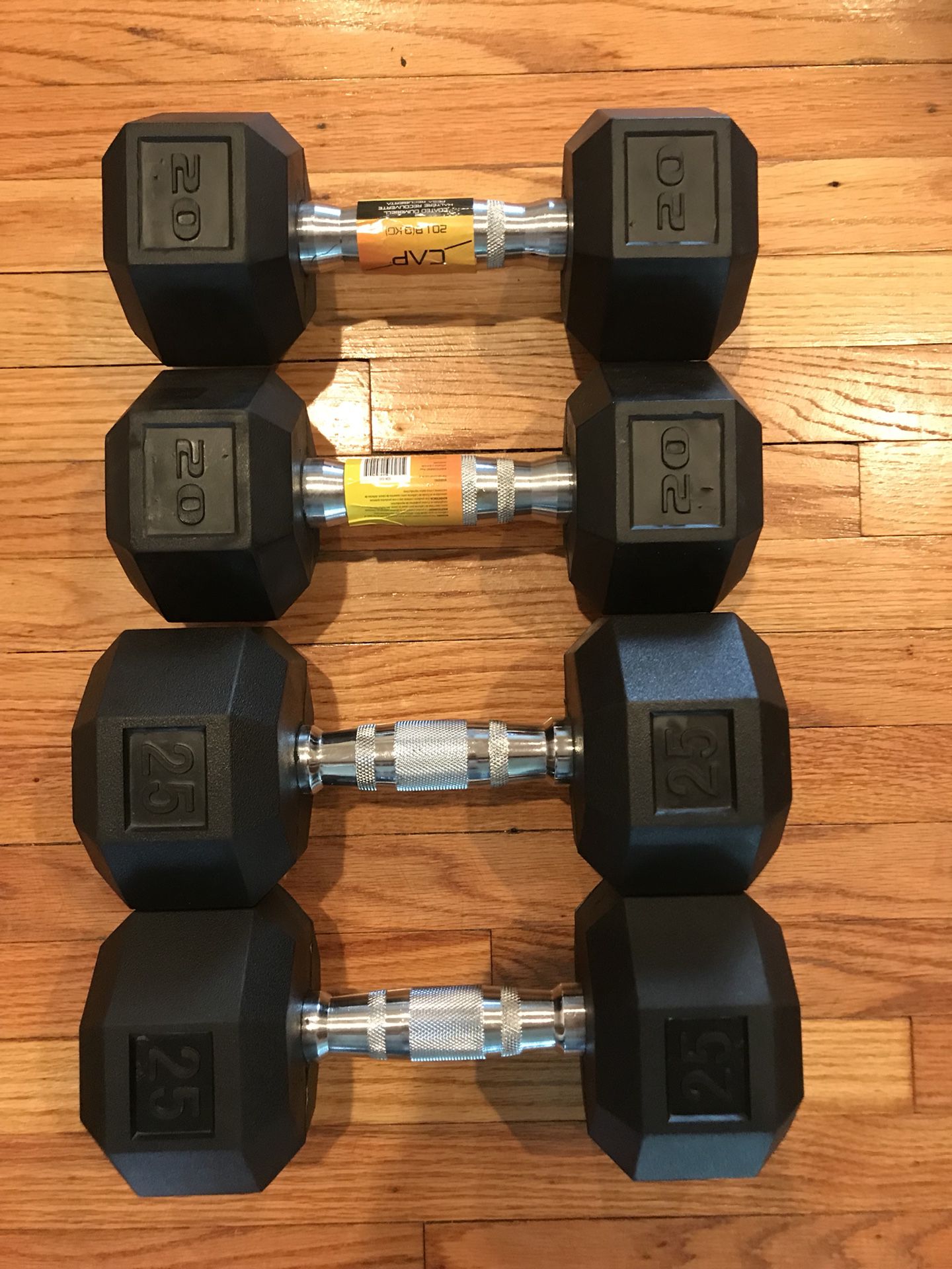 NEW Rubber Dumbbells (2x20s 2x25s) for $80 Firm!!!