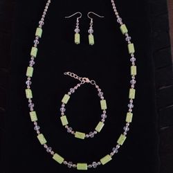 Lime Green/Silver Jewelry Set