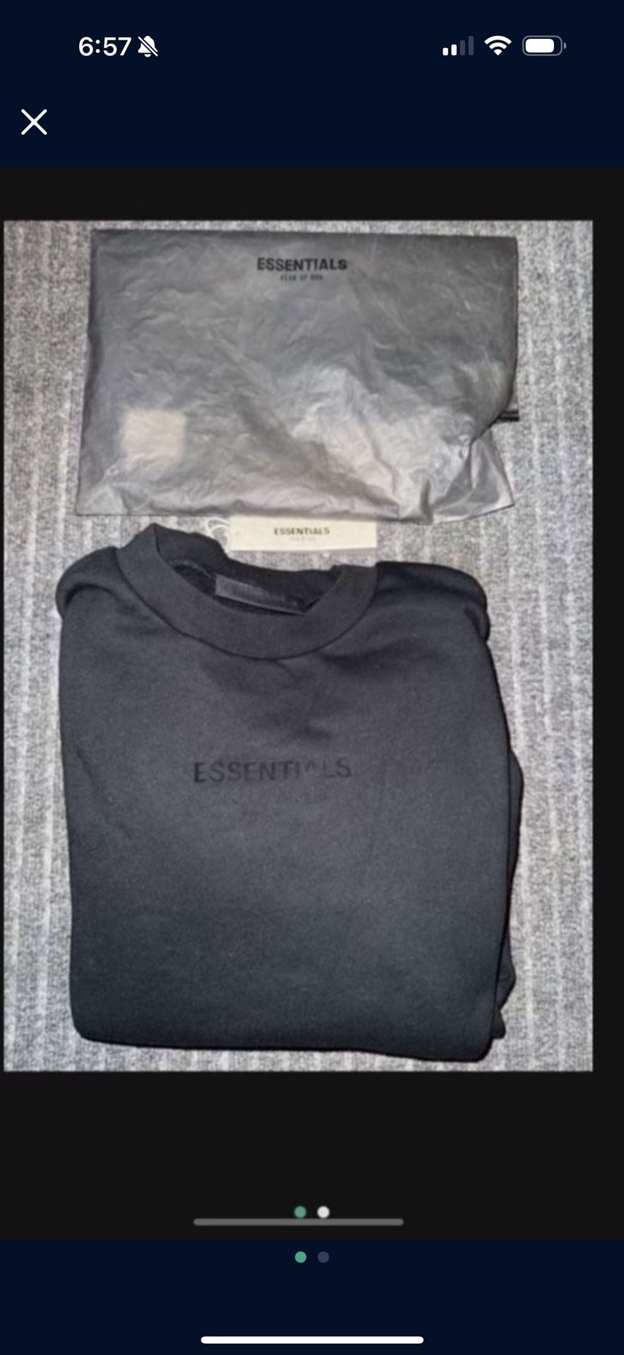 NWT MENS FEAR OF GOD ESSENTIALS LARGE CREWNECK SWEATSHIRT TOP CORE JET BLACK