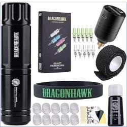 Dragonhawk Tattoo Kit Wireless Beginner Tattoo Gun Machine Kit