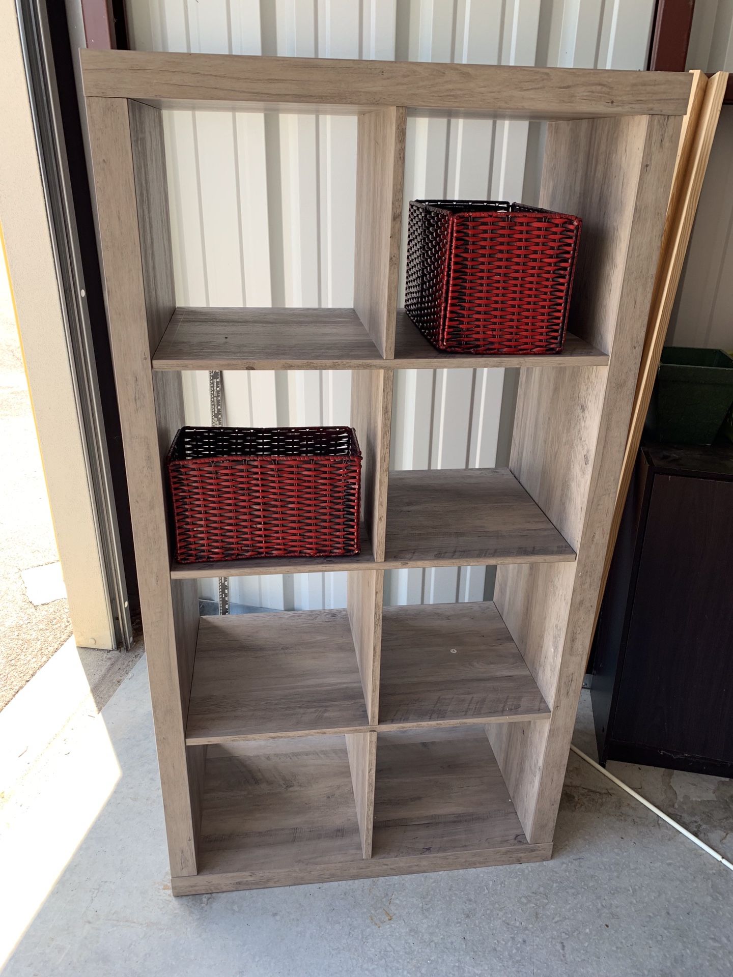 Shelf can be used for books or put baskets in for multi use. New! 31’width x 15’ deep x 56’ tall