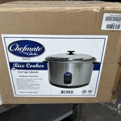 New Globe Chefmate Rice Cooker NSF 25 Cups Electric 120v Commercial Restaurant Countertop Warmer Stainless Steel 