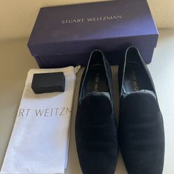 Stuart Weitzman Arky Black Suede Loafer Shoes Sz 8 Excellent Condition 