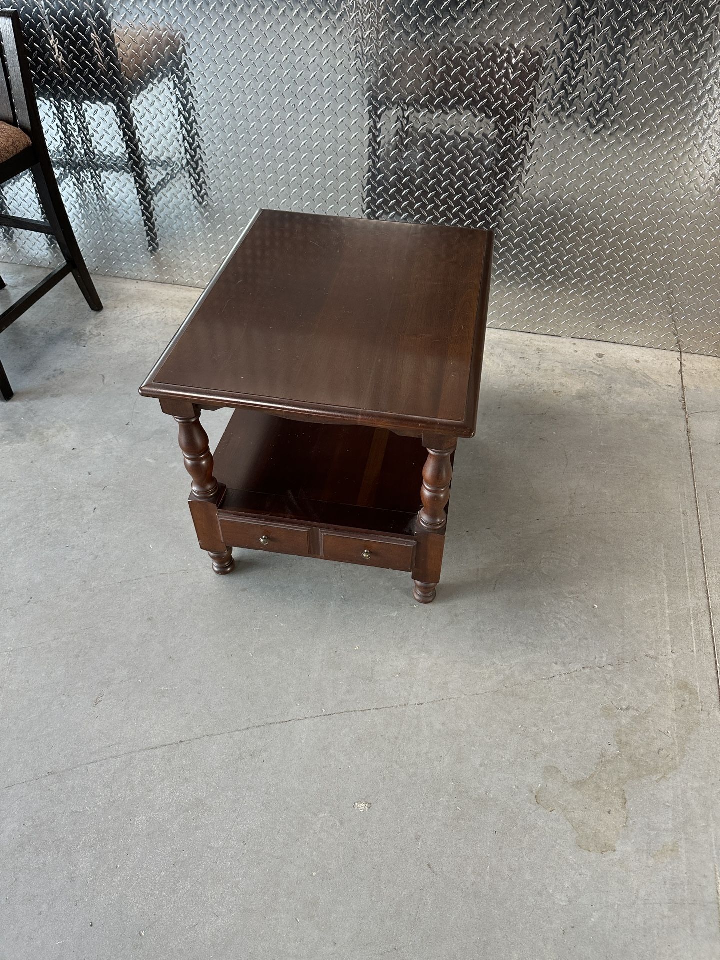 Antique Solid Wooden Side Table / Night Stand One Sewer One Shelf