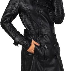 Laverapelle Women’s Lambskin Belted Leather Long Trench Coat NWT XXL