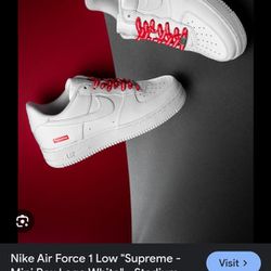 Air Force 1 Low; Supreme Edition; Size 9.5; White w/brand Laces 