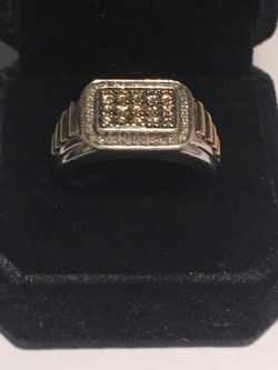 Men’s Diamond Ring Set in Silver with Gold