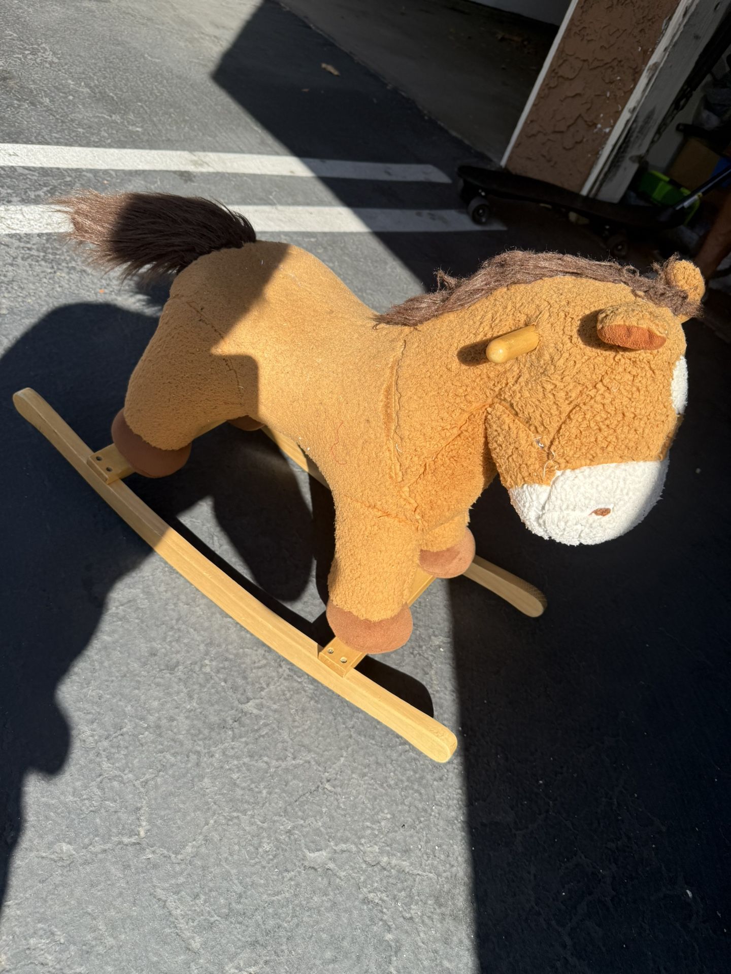 Rocking Horse, Dog Riding Toy And Basketball Hoop