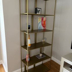 Set Of Two Gold Metal Shelves 