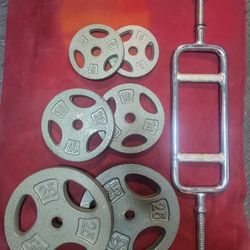 1" HOLE  80LBs.  2-25s. 2-10s. 2-5s  TRICEP BAR. 
11525 S HALSTED DUNKIN DONUTS/
7111.S WESTERN WALGREENS 
100$  CASH ONLY AS IS