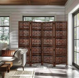 Room Divider Privacy Screen Carved Wood - New