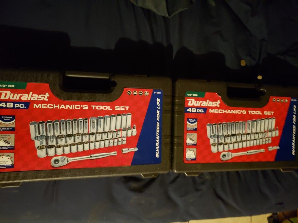 2 Sets Of Duralast 48 piece mechanic Tools set
