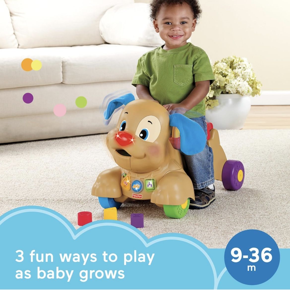 (NEW) Fisher-Price Laugh & Learn Stride-To-Ride Puppy