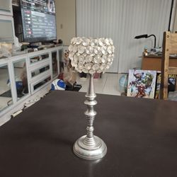 Vintage Crystal Effect Tealight Globe With Silver Metal Stem Made In India 11.5"