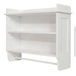 Contemporary Country 23.5 in. W Wall Shelf Towel Bar in White