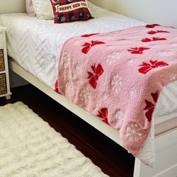 Twin White Bed + 2 Mattresses – $100