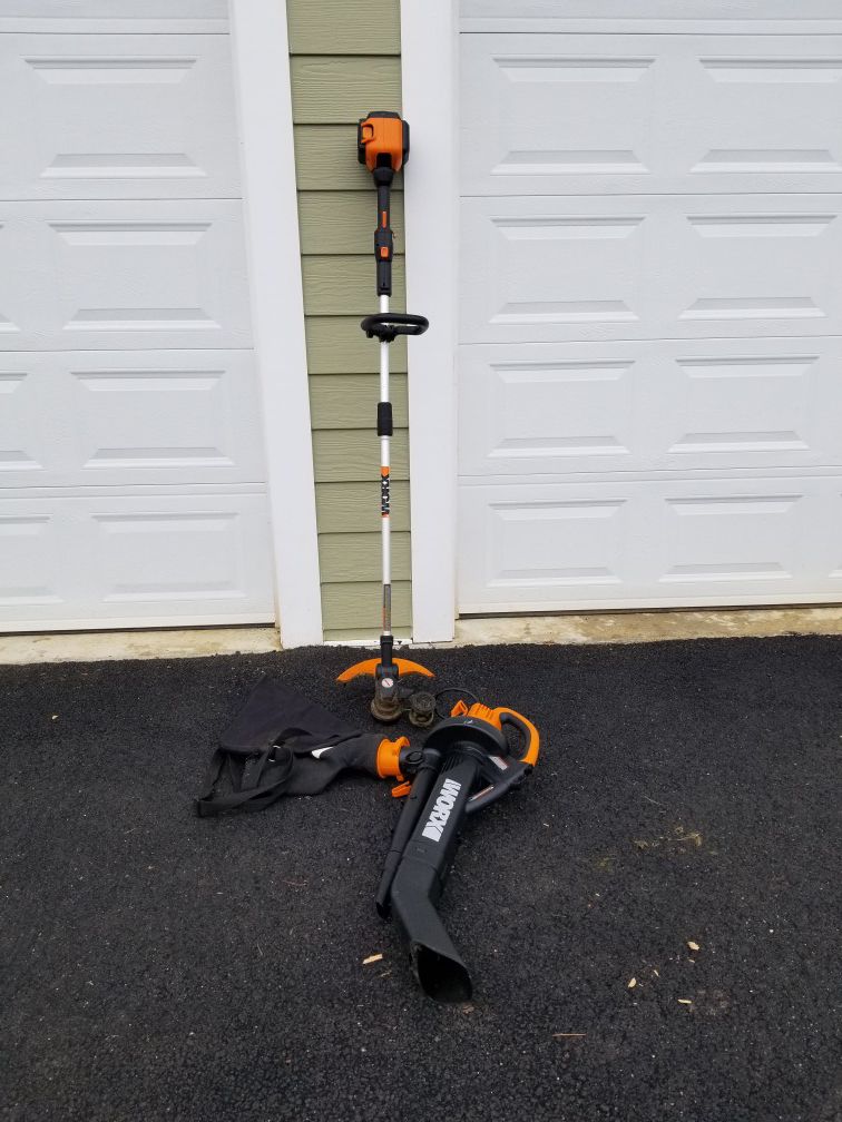 Worx cordless weed eater 56v Worx electric blower/vac