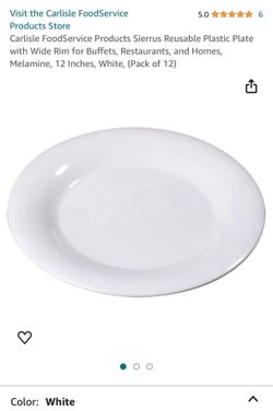 Carlisle 12 Inch White Melamine Plates - 12 Plates Total
