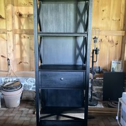 Tall Wooden Bookcase/Shelf  Unit With 2 Drawers 