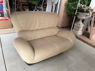 MCM mid-century modern furniture set, leather seating couch and two side end tables