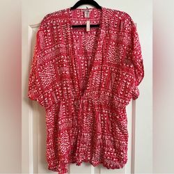 NWT Victorias Secret Kimono Swim Coverup Heart Blouse Top Cinch Waist Robe OS