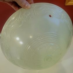 1930's Light Green Glass Ceiling Shade 3 Chains NOT Included