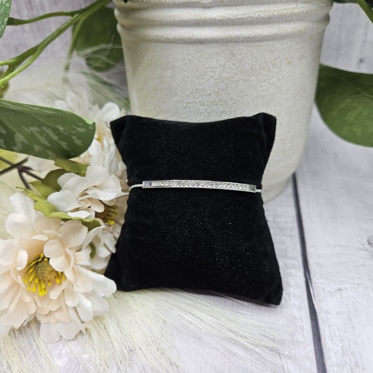 Rhinestone sparkle Pave Bar adjustable Slider Bracelet Cuff Bangle