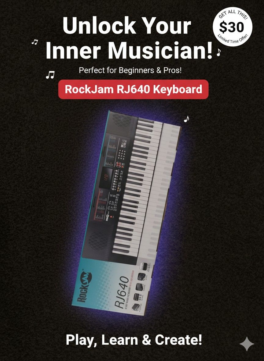 RockJam RJ640 61-Key Portable Keyboard -