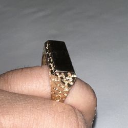 14k Anillo Nugget Plano 