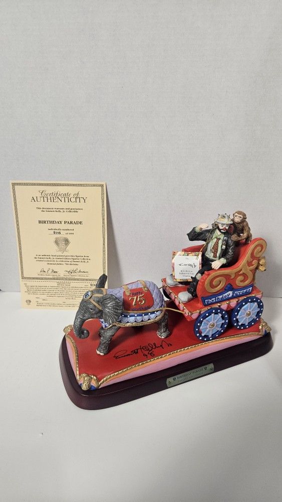 Emmett Kelly Jr. “Birthday Parade” Figurine w/ COA Limited Ed #1185/1999 Signed
