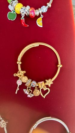Gold-Tone Charm Bangle Bracelet