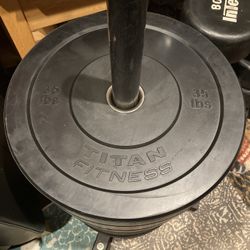 Titan Fitness Pair Of 35 Lb Olympic Rubber Bumper Weight Plates 