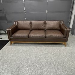 Article Real Genuine Leather Couch, Brown (85" X 34" X 31"). In Great Used Condition.  Just Cleaned & Conditioned