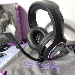 New EKSA Wireless Gaming Headset for PS4 PS5 PC, 7.1 Surround Sound Headset W/ Mic ENC & RGB Light, 36 Hour Battery, 2.4G USB Gaming Headphones