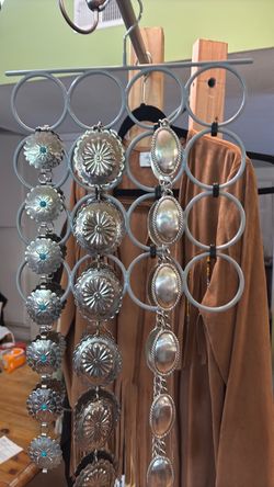 Silver Concho Belts with Turquoise Accents