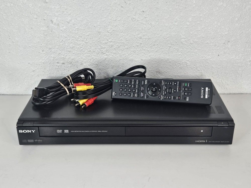 Sony RDR-GX360 DVD Recorder/Player Upscale 1080p With Remote HDMI & AV Cables