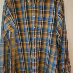 CinchMen's sz LG Blue/Yellow/Brown/White Plaid Button Down shirt 
Dry cleaned. 
Saginaw pick up 