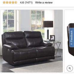 Ridgewin Leather Power Reclining Loveseat