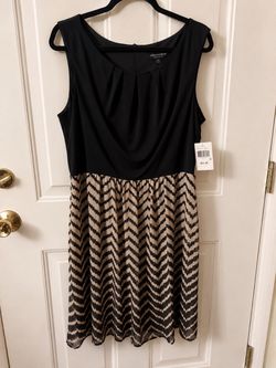 Connected Apparel Black/Chevron Sleeveless Dress Size 16