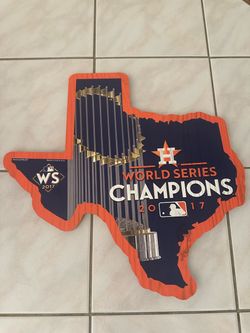 Houston Astros WinCraft 2017 World Series Champions 17x25 State Shape Wood Sign New