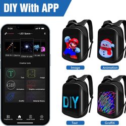 LED Programmable Backpack 15.6in Waterproof Motorcycle Laptop